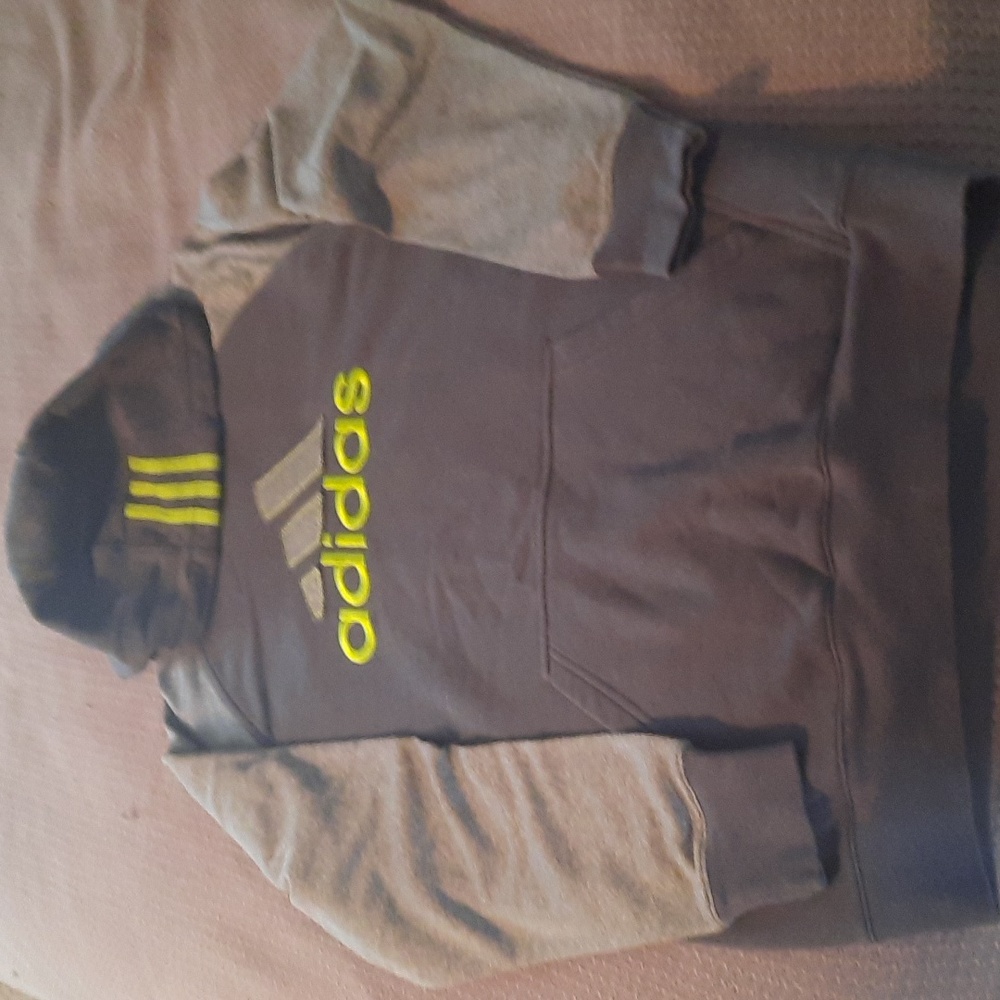 Excellent condition youth grey on grey with neon Adidas hoodie.